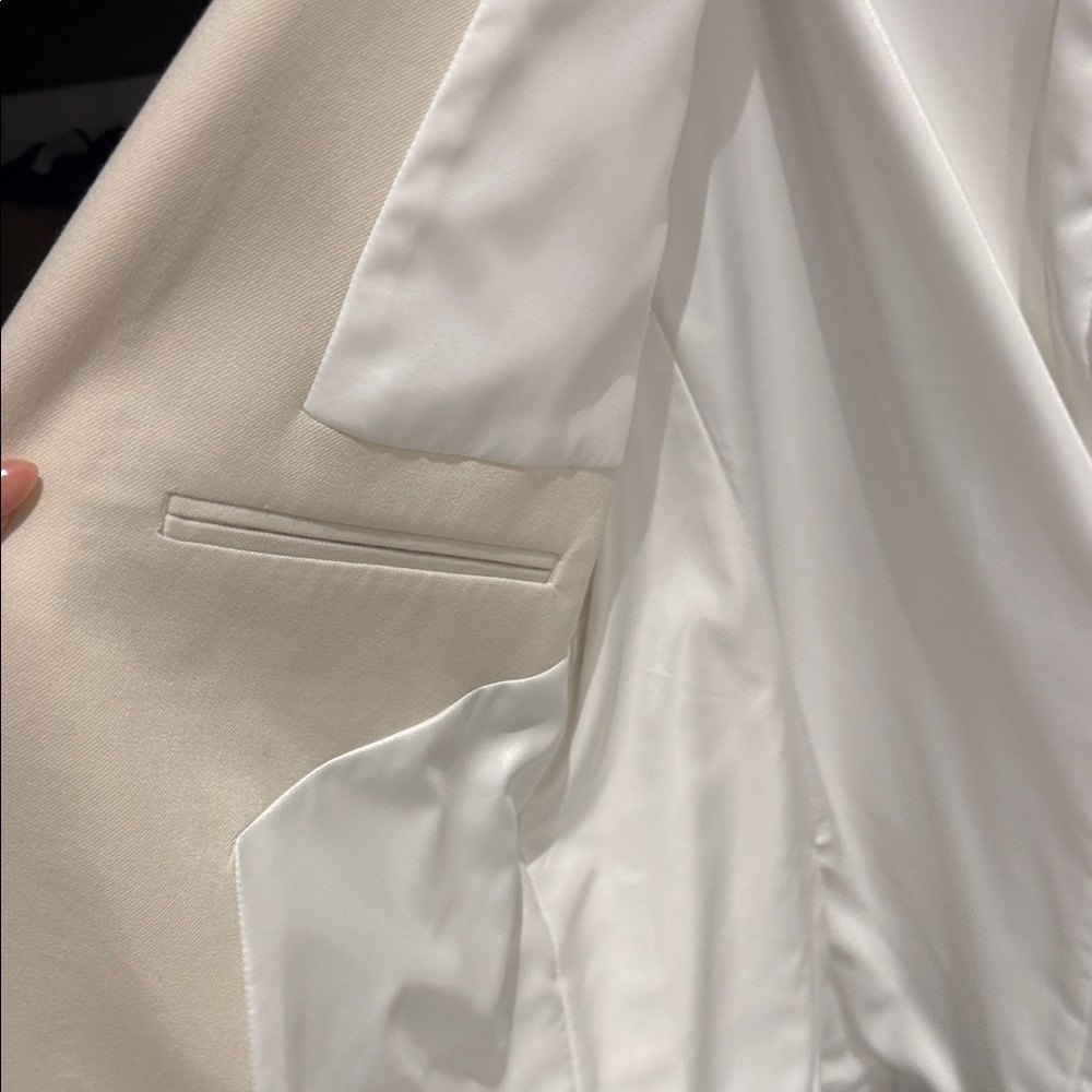 Zara Cream Double-Breasted Blazer with Notch Lapels size 44 - Picture 4 of 7